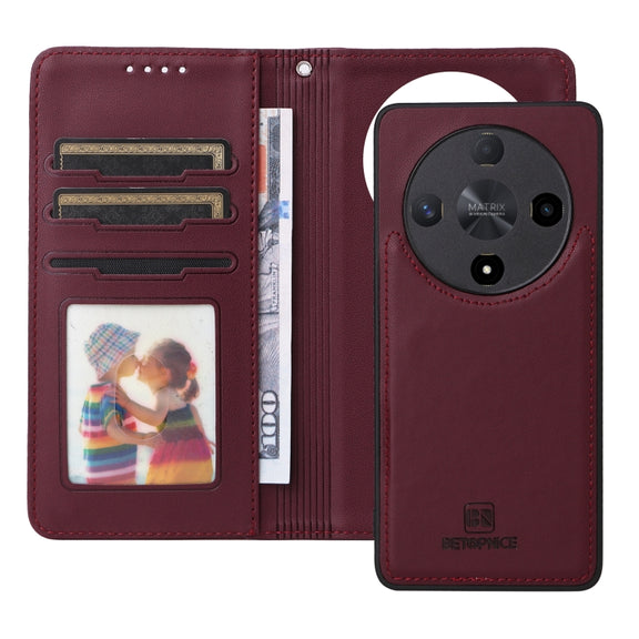 For Honor Magic6 Lite 5G BETOPNICE BN-005 2 in 1 Detachable Imitate Genuine Leather Phone Case(Wine Red)