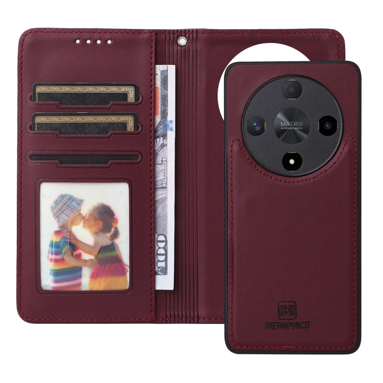 For Honor Magic6 Lite 5G BETOPNICE BN-005 2 in 1 Detachable Imitate Genuine Leather Phone Case(Wine Red)