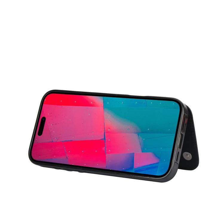 For iPhone 16 Pro Double Buckle Butterfly Embossing PU Phone Case(Black) - iPhone 16 Pro Cases by PMC TechLife | Online Shopping South Africa | PMC TechLife | Buy Now Pay Later Mobicred