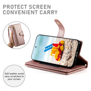 For Google Pixel 9 Pro XL Nine Card-slot Zipper Wallet Bag Leather Phone Case(Pink)