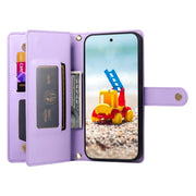 For Google Pixel 9 Pro XL Nine Card-slot Zipper Wallet Bag Leather Phone Case(Purple)