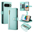 For Google Pixel 9 / 9 Pro Nine Card-slot Zipper Wallet Bag Leather Phone Case(Mint Green) - Google Cases by PMC TechLife | Online Shopping South Africa | PMC TechLife | Buy Now Pay Later Mobicred