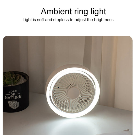 N601 180 Degree Rotating Type-C Desktop Fan with LED Ambience Light(White)