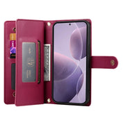 For Redmi K70 Nine Card-slot Zipper Wallet Bag Leather Phone Case(Red)