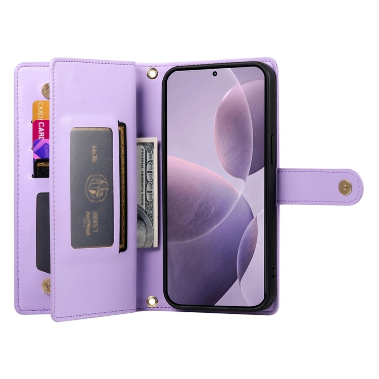 For Redmi K70 Nine Card-slot Zipper Wallet Bag Leather Phone Case(Purple) - free shipping - PMC Jewellery - Order now!