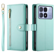 For Redmi K70 Ultra Nine Card-slot Zipper Wallet Bag Leather Phone Case(Mint Green)
