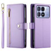 For Redmi K70 Ultra Nine Card-slot Zipper Wallet Bag Leather Phone Case(Purple)