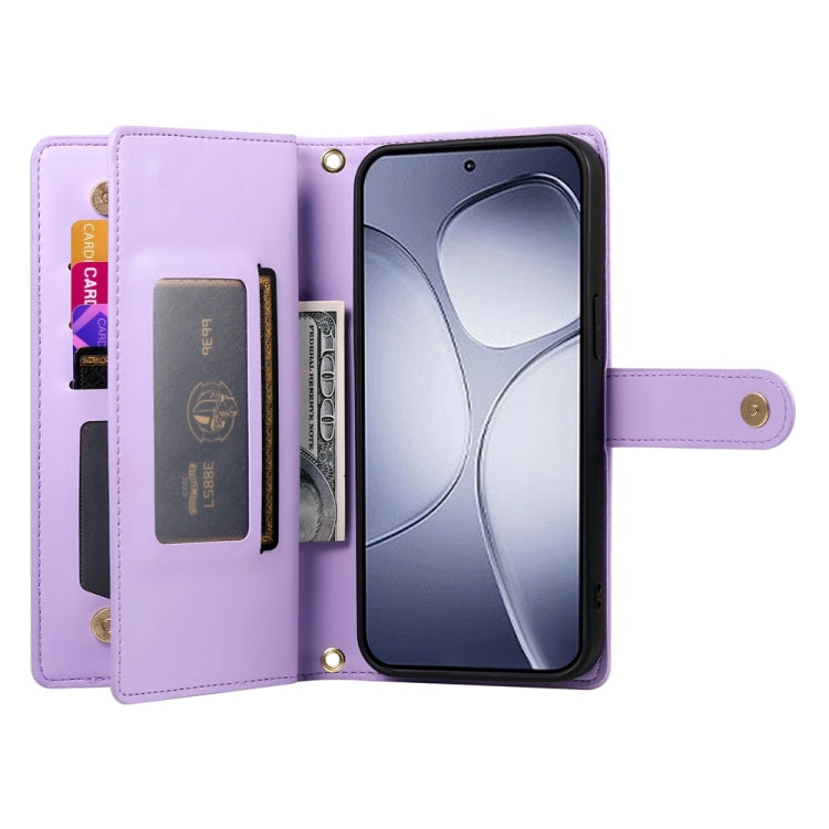 For Redmi K70 Ultra Nine Card-slot Zipper Wallet Bag Leather Phone Case(Purple)