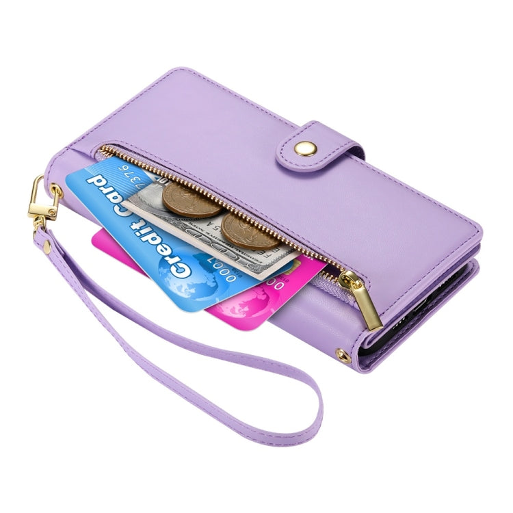 For Redmi K70 Ultra Nine Card-slot Zipper Wallet Bag Leather Phone Case(Purple)