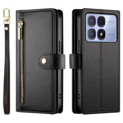 For Redmi K70 Ultra Nine Card-slot Zipper Wallet Bag Leather Phone Case(Black)