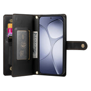 For Redmi K70 Ultra Nine Card-slot Zipper Wallet Bag Leather Phone Case(Black)