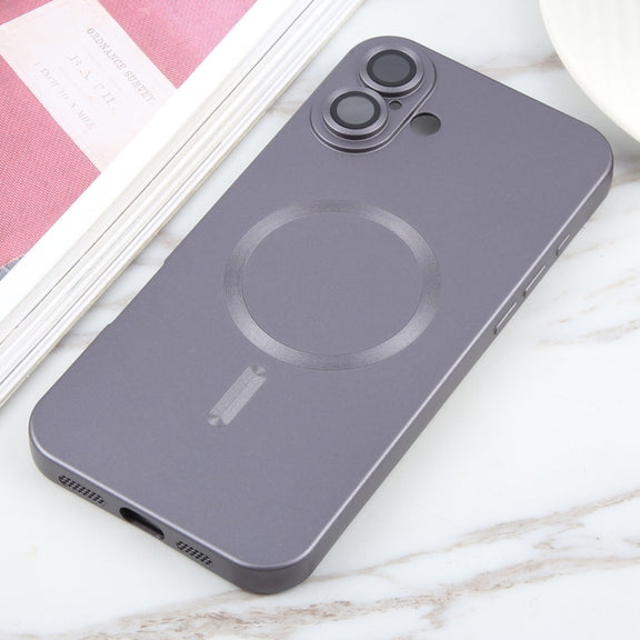 For iPhone 16 Liquid TPU Silicone Solid Color MagSafe Phone Case(Grey)