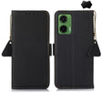 For Motorola Moto G35 Side-Magnetic TJ Genuine Leather RFID Phone Case(Black) - Motorola Cases by PMC TechLife | Online Shopping South Africa | PMC TechLife | Buy Now Pay Later Mobicred