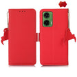For Motorola Moto G35 Side-Magnetic TJ Genuine Leather RFID Phone Case(Red) - Motorola Cases by PMC TechLife | Online Shopping South Africa | PMC TechLife | Buy Now Pay Later Mobicred