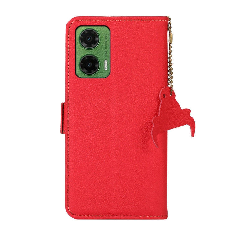For Motorola Moto G35 Side-Magnetic TJ Genuine Leather RFID Phone Case(Red) - Motorola Cases by PMC TechLife | Online Shopping South Africa | PMC TechLife | Buy Now Pay Later Mobicred