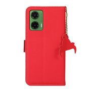 For Motorola Moto G35 Side-Magnetic TJ Genuine Leather RFID Phone Case(Red)