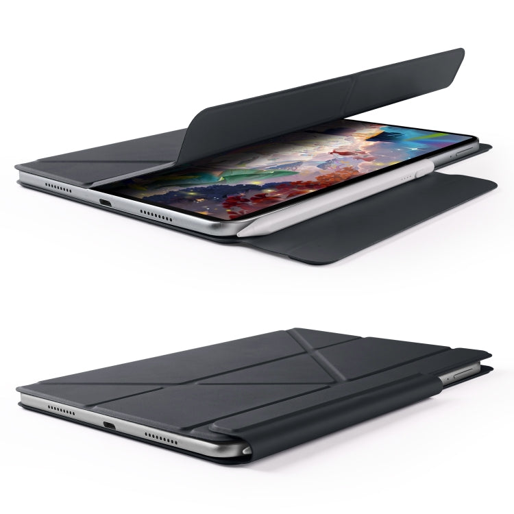 For Huawei MatePad Air 11.5 2023 Fixed Buckle Magnetic Deformation Leather Tablet Case(Black)