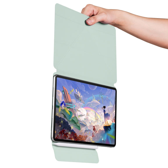 For Huawei MatePad Air 12 2024 Fixed Buckle Magnetic Deformation Leather Tablet Case(Baby Green)