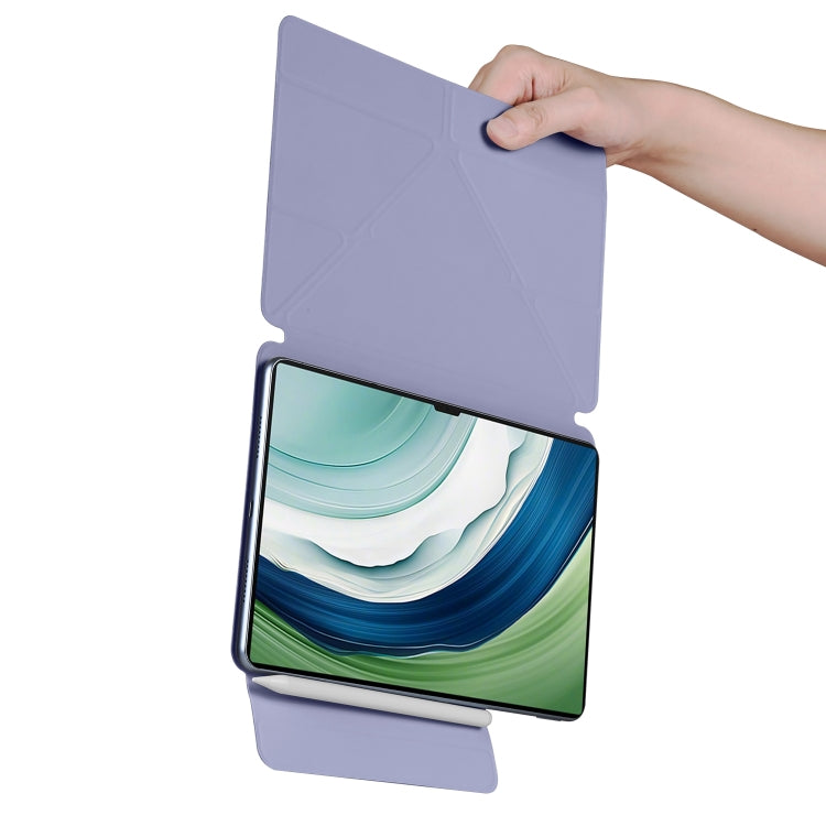 For Huawei MatePad Pro 12.2 2024 Fixed Buckle Magnetic Deformation Leather Tablet Case(Lavender Purple)