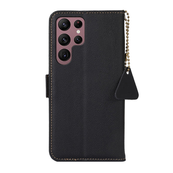 For Samsung Galaxy S25 Ultra 5G Side-Magnetic TJ Genuine Leather RFID Phone Case(Black)