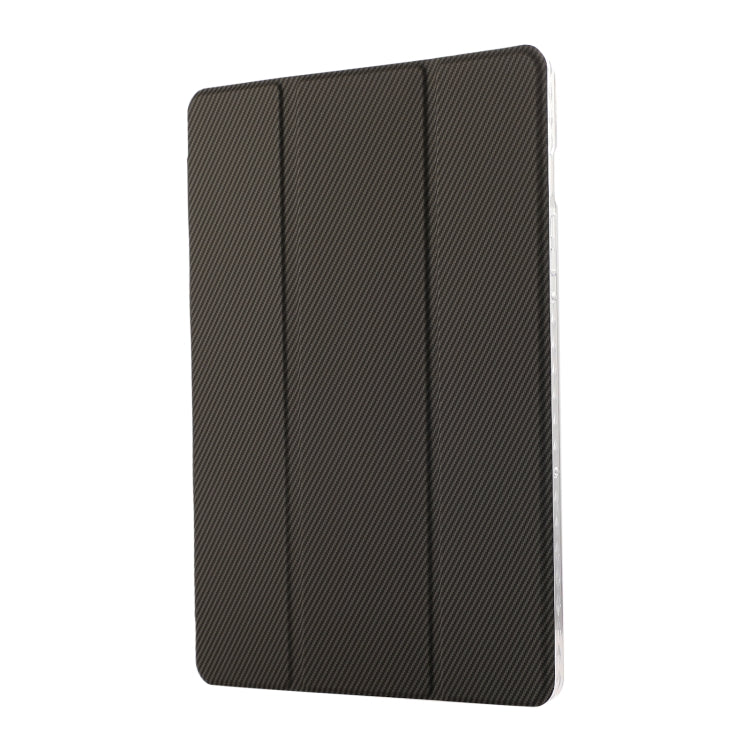 For Samsung Galaxy Tab S9 / S9 FE Carbon Fiber Clear Acrylic 3-Fold Leather Tablet Case(Grey) - free shipping - PMC Jewellery - Order now!
