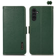 For Samsung Galaxy S24 FE 5G KHAZNEH Side-Magnetic Litchi Genuine Leather RFID Phone Case(Green) - Galaxy S24 FE 5G Cases by PMC Jewellery | Online Shopping South Africa | PMC Jewellery | Buy Now Pay Later Mobicred