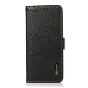 For Samsung Galaxy S25 Ultra 5G KHAZNEH Side-Magnetic Litchi Genuine Leather RFID Phone Case(Black)