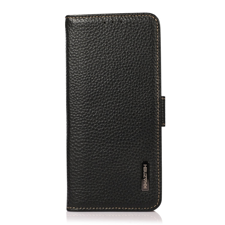 For Samsung Galaxy S25 Ultra 5G KHAZNEH Side-Magnetic Litchi Genuine Leather RFID Phone Case(Black)