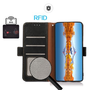 For Samsung Galaxy S25 Ultra 5G KHAZNEH Side-Magnetic Litchi Genuine Leather RFID Phone Case(Black)
