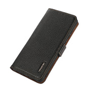 For Samsung Galaxy S25 Ultra 5G KHAZNEH Side-Magnetic Litchi Genuine Leather RFID Phone Case(Black)