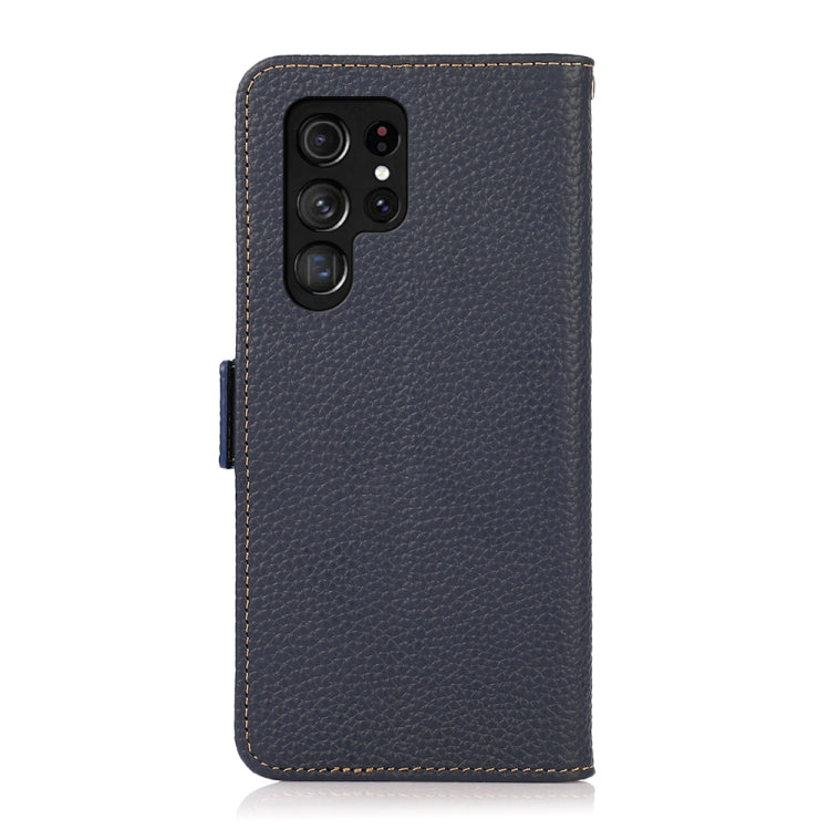 For Samsung Galaxy S25 Ultra 5G KHAZNEH Side-Magnetic Litchi Genuine Leather RFID Phone Case(Blue) - Galaxy S25 Ultra 5G Cases by PMC Jewellery | Online Shopping South Africa | PMC Jewellery | Buy Now Pay Later Mobicred
