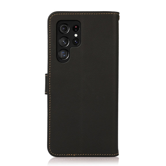 For Samsung Galaxy S25 Ultra 5G KHAZNEH Custer Genuine Leather RFID Phone Case(Black)