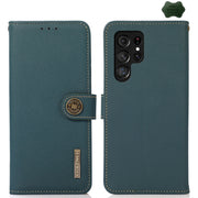 For Samsung Galaxy S25 Ultra 5G KHAZNEH Custer Genuine Leather RFID Phone Case(Green)