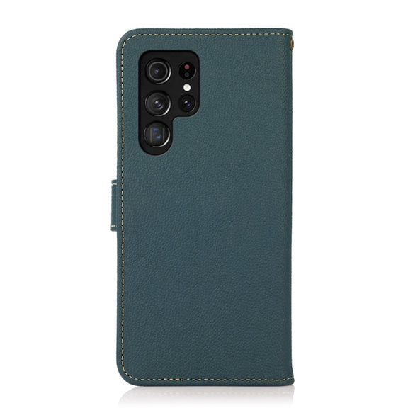 For Samsung Galaxy S25 Ultra 5G KHAZNEH Custer Genuine Leather RFID Phone Case(Green)