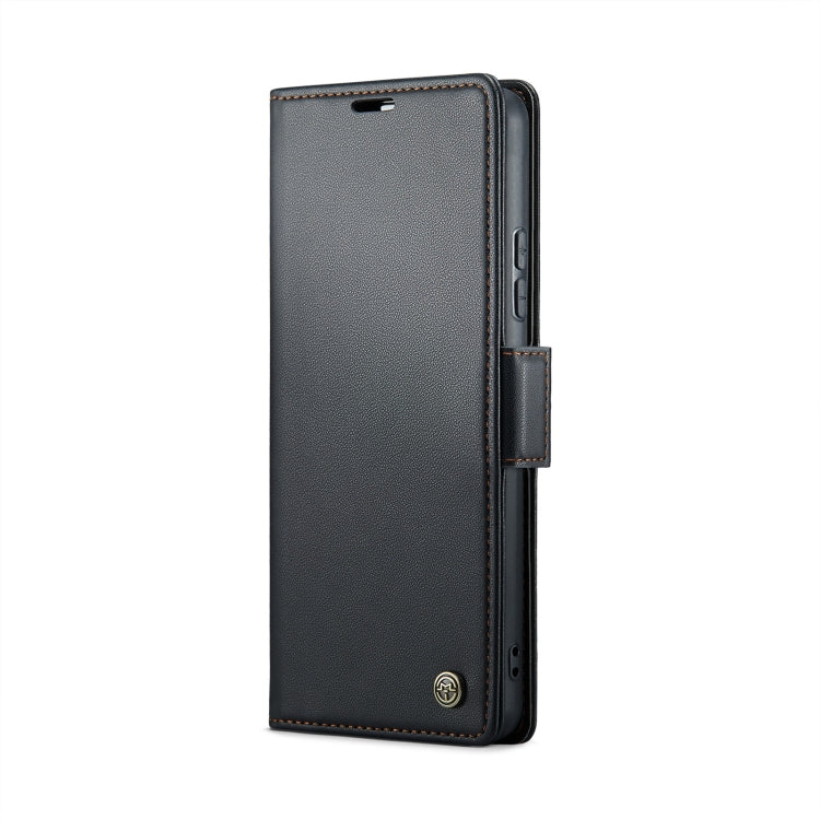 For Redmi 13 CaseMe 023 Butterfly Buckle Litchi Texture RFID Anti-theft Leather Phone Case(Black)