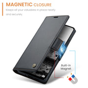 For Redmi 13 CaseMe 023 Butterfly Buckle Litchi Texture RFID Anti-theft Leather Phone Case(Black)