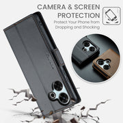 For Redmi 13 CaseMe 023 Butterfly Buckle Litchi Texture RFID Anti-theft Leather Phone Case(Black)