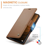 For Redmi 13 CaseMe 023 Butterfly Buckle Litchi Texture RFID Anti-theft Leather Phone Case(Brown)