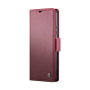 For Redmi 13 CaseMe 023 Butterfly Buckle Litchi Texture RFID Anti-theft Leather Phone Case(Wine Red)