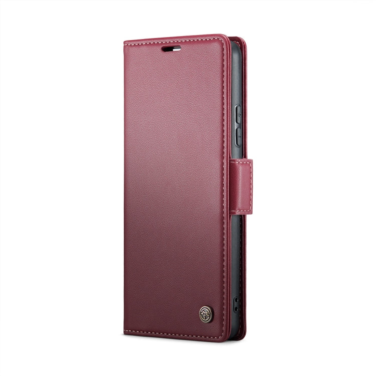 For Redmi 13 CaseMe 023 Butterfly Buckle Litchi Texture RFID Anti-theft Leather Phone Case(Wine Red)