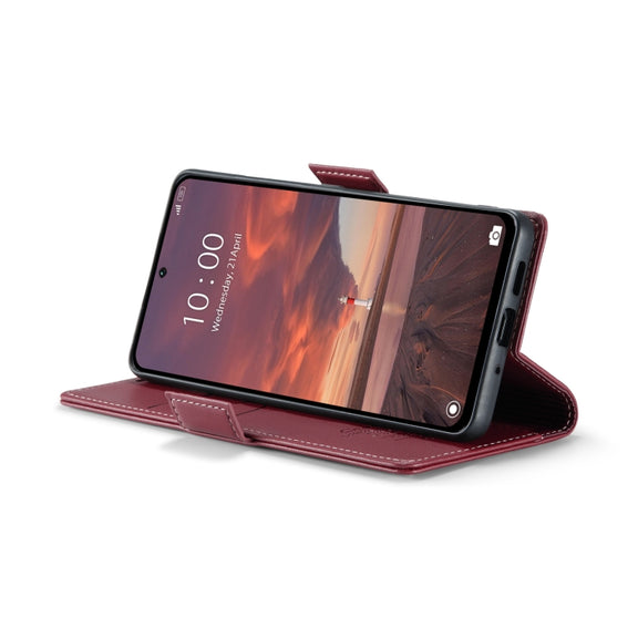 For Redmi 13 CaseMe 023 Butterfly Buckle Litchi Texture RFID Anti-theft Leather Phone Case(Wine Red)