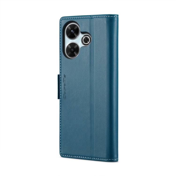 For Redmi 13 CaseMe 023 Butterfly Buckle Litchi Texture RFID Anti-theft Leather Phone Case(Blue)