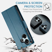 For Redmi 13 CaseMe 023 Butterfly Buckle Litchi Texture RFID Anti-theft Leather Phone Case(Blue)