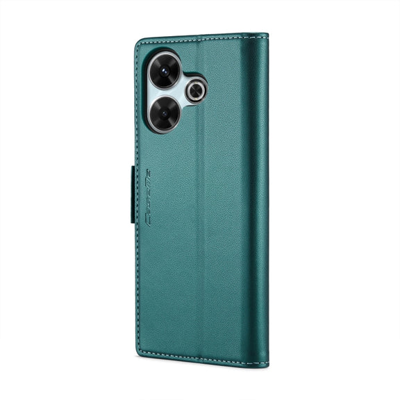 For Redmi 13 CaseMe 023 Butterfly Buckle Litchi Texture RFID Anti-theft Leather Phone Case(Pearly Blue)