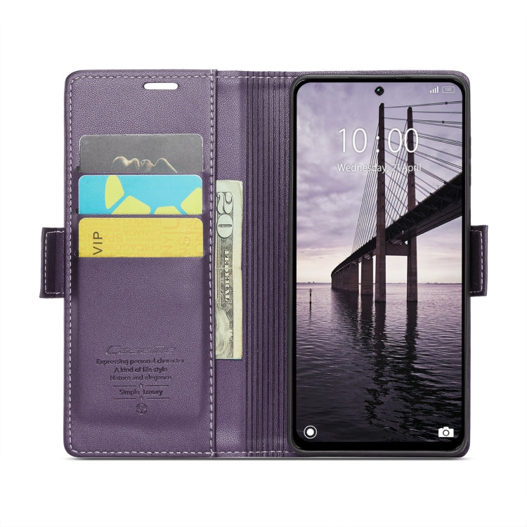 For Redmi 13 CaseMe 023 Butterfly Buckle Litchi Texture RFID Anti-theft Leather Phone Case(Pearly Purple)