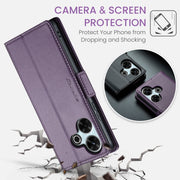For Redmi 13 CaseMe 023 Butterfly Buckle Litchi Texture RFID Anti-theft Leather Phone Case(Pearly Purple)