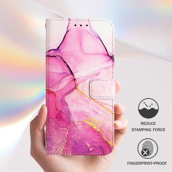 For Redmi K70 Ultra 5G Global PT003 Marble Pattern Flip Leather Phone Case(Pink Purple Gold)