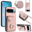 For Google Pixel 9 Pro XL Organ Card Bag Ring Holder Phone Case with Long Lanyard(Pink) - Google Cases by PMC TechLife | Online Shopping South Africa | PMC TechLife | Buy Now Pay Later Mobicred