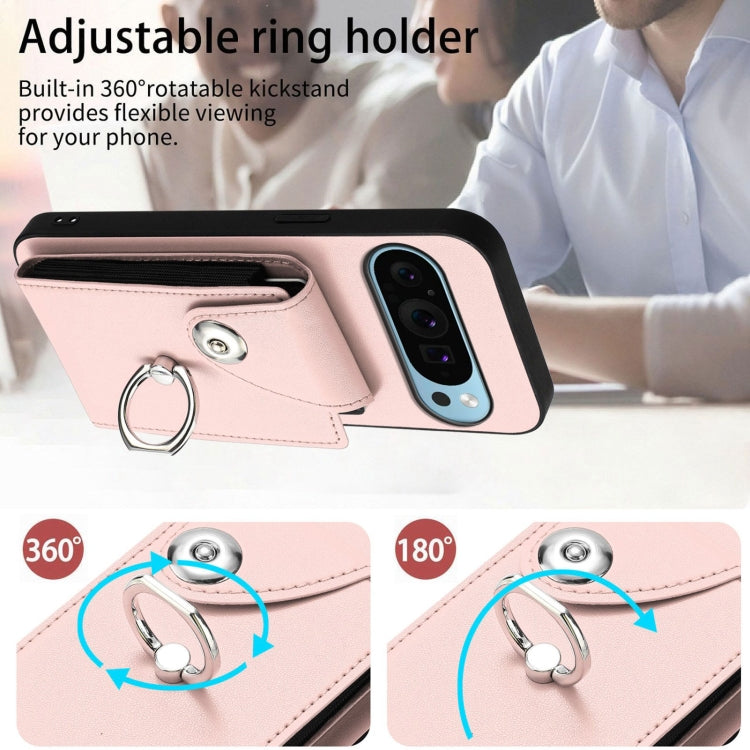 For Google Pixel 9 Pro XL Organ Card Bag Ring Holder Phone Case with Long Lanyard(Pink) - Google Cases by PMC TechLife | Online Shopping South Africa | PMC TechLife | Buy Now Pay Later Mobicred