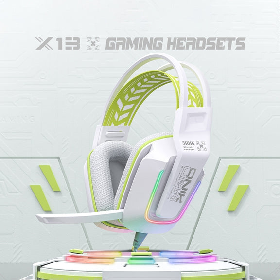 ONIKUMA X13 RGB Colorful Lighting Wired Gaming Headset with Microphone, Length:2.2m(White)